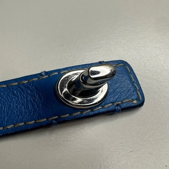 Coach Blue Wraparound Leather Bracelet with a Silver Plated Turnlock - Picture 13 of 13